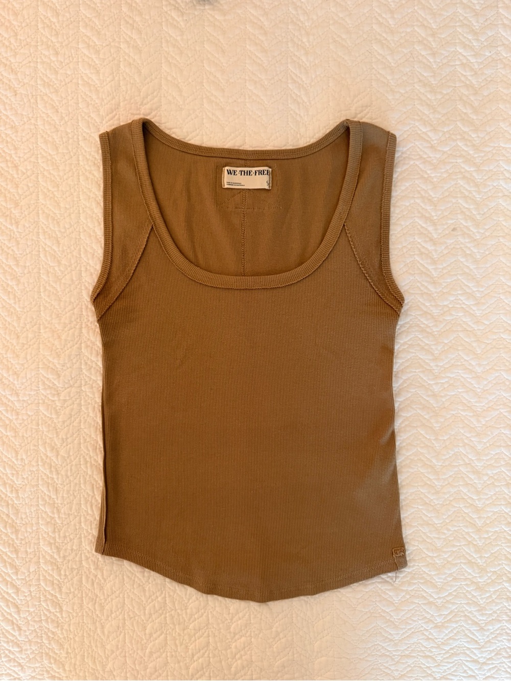 We The Free Olive-Tan Ribbed Tank Top